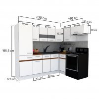 Bucatarie de Colt GENA NEW 4 DR. 160-230, Fara Corp de Cuptor, Stejar Sonoma